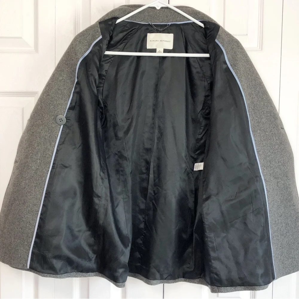 Banana Republic Preppy Gray Wool Blend Double Breasted Peacoat Small - Picture 12 of 16